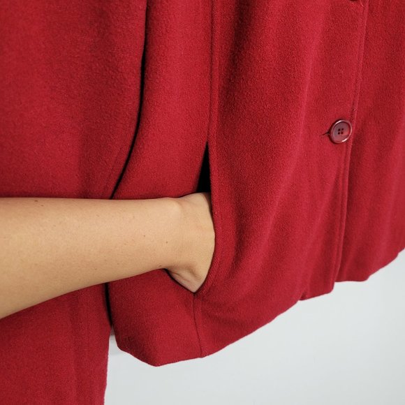 Vintage Jax Essentials Red Cashmere Wool Blend Jacket Coat Lined Pocket - Picture 8 of 11